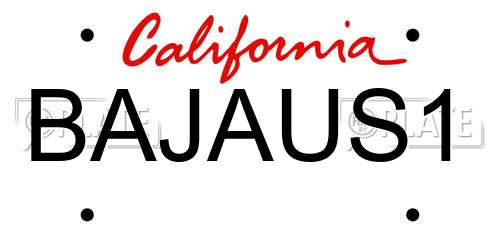 BAJAUS1 California License Plate