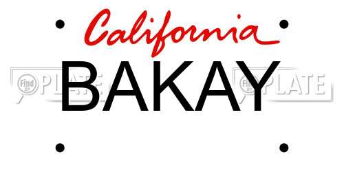 BAKAY California License Plate