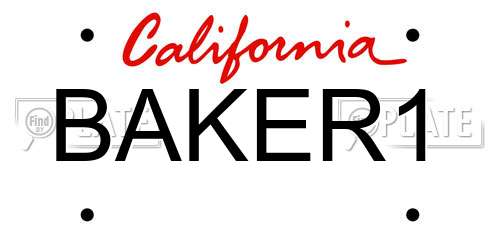 BAKER1 California License Plate
