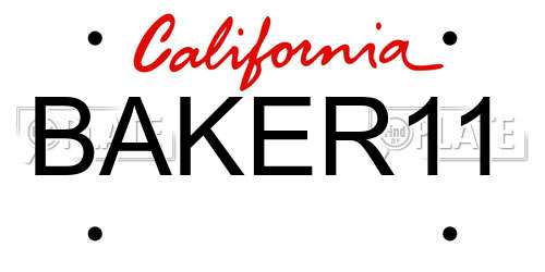 BAKER11 California License Plate