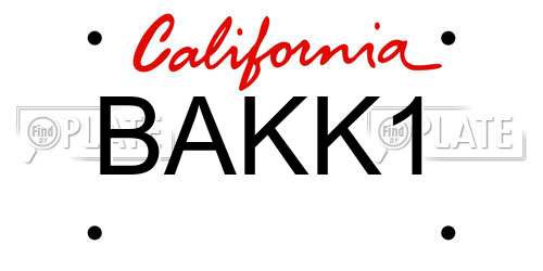 BAKK1 California License Plate