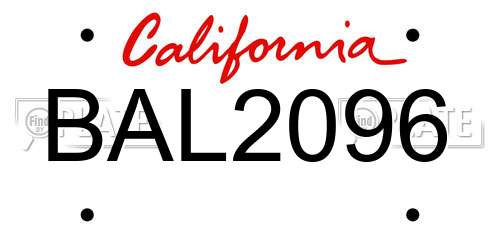 BAL2096 California License Plate