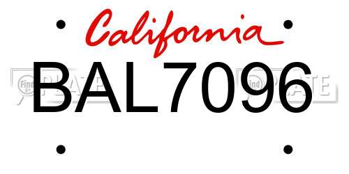 BAL7096 California License Plate