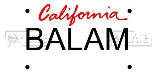 BALAM California License Plate
