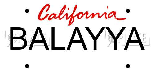 BALAYYA California License Plate