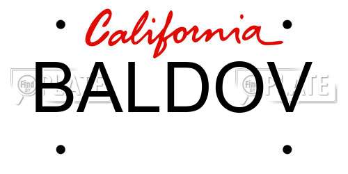 BALDOV California License Plate
