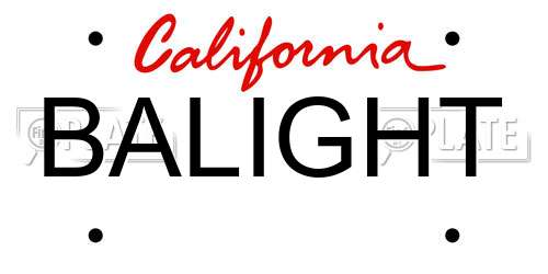 BALIGHT California License Plate