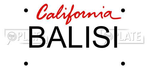 BALISI California License Plate
