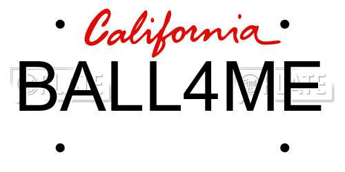 BALL4ME California License Plate