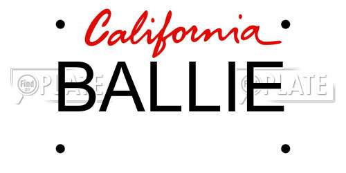 BALLIE California License Plate