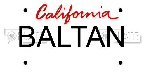 BALTAN California License Plate