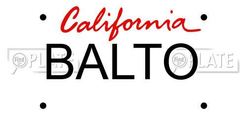 BALTO California License Plate
