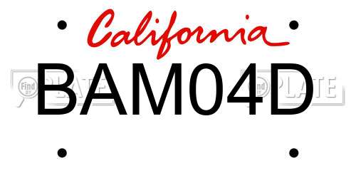 BAM04D California License Plate