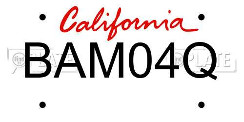 BAM04Q California License Plate