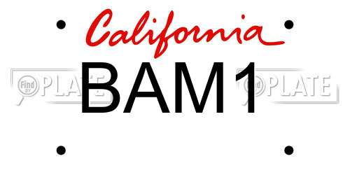BAM1 California License Plate