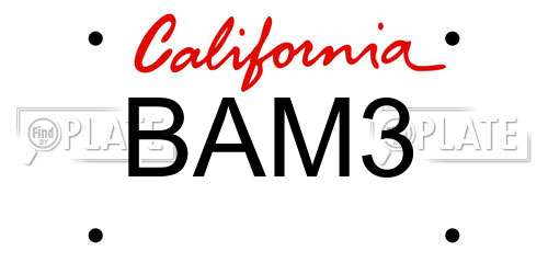 BAM3 California License Plate