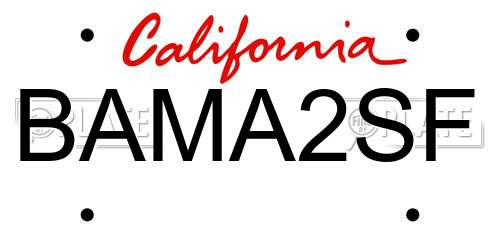 BAMA2SF California License Plate