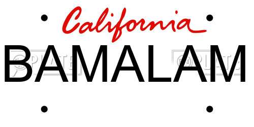 BAMALAM California License Plate