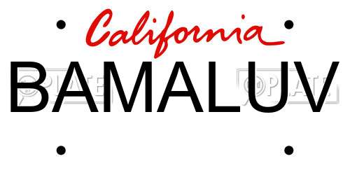 BAMALUV California License Plate