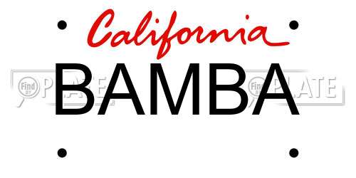 BAMBA California License Plate