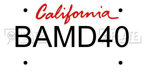 BAMD40 California License Plate