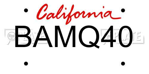 BAMQ40 California License Plate