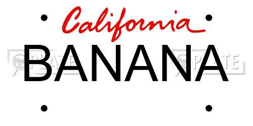 BANANA California License Plate