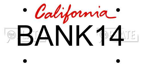 BANK14 California License Plate