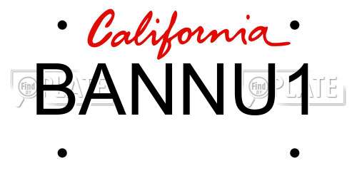 BANNU1 California License Plate