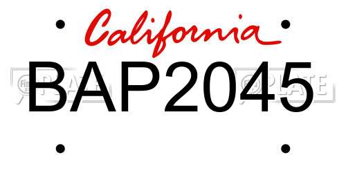 BAP2045 California License Plate