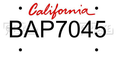 BAP7045 California License Plate