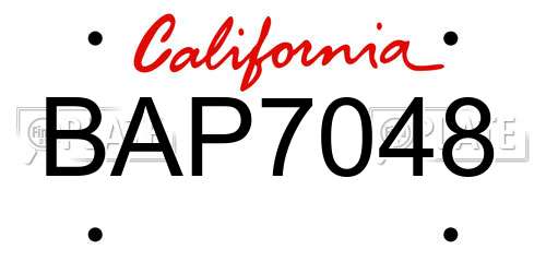 BAP7048 California License Plate