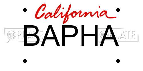 BAPHA California License Plate