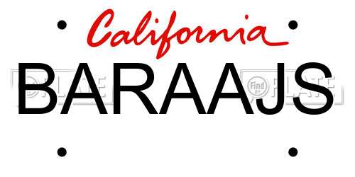 BARAAJS California License Plate