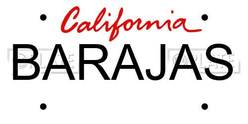 BARAJAS California License Plate