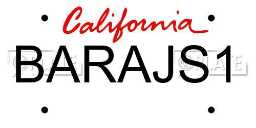 BARAJS1 California License Plate