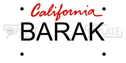 BARAK California License Plate
