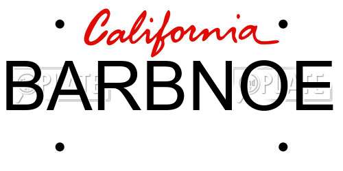 BARBNOE California License Plate