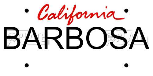 BARBOSA California License Plate