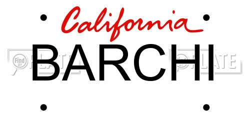 BARCHI California License Plate
