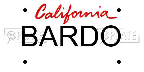 BARDO California License Plate