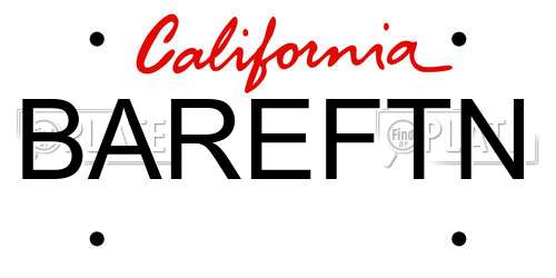 BAREFTN California License Plate