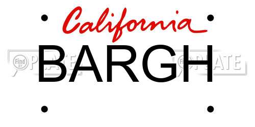BARGH California License Plate