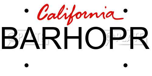 BARHOPR California License Plate