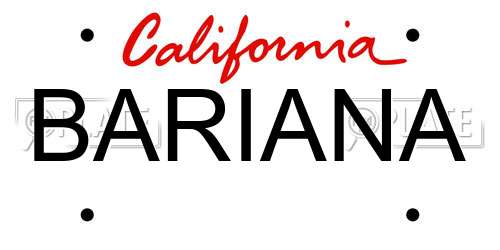 BARIANA California License Plate