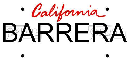 BARRERA California License Plate