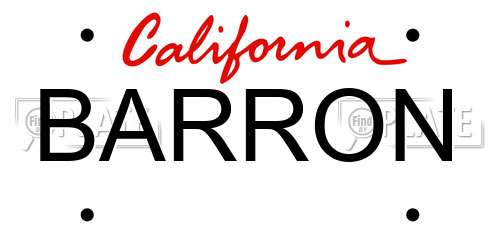 BARRON California License Plate