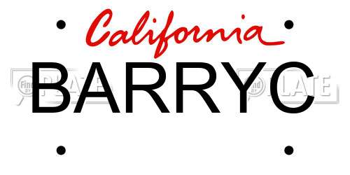 BARRYC California License Plate
