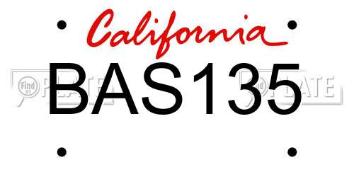 BAS135 California License Plate