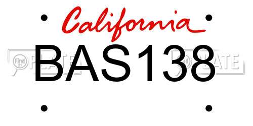 BAS138 California License Plate